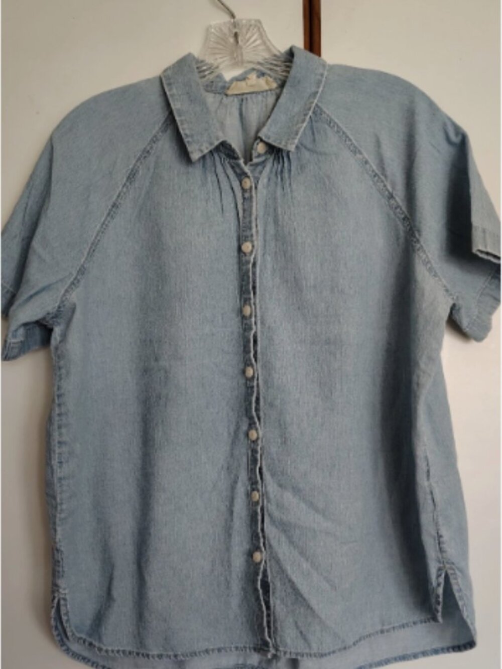 Madewell TIDAL Denim Button Shirt -  Size L - short sleeves, soft, light color